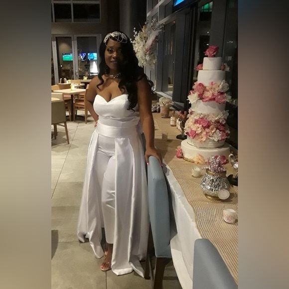 New Satin Detachable Train Skirt Prom Party Floor Length Overskirt with Bowk… - Picture 4 of 6